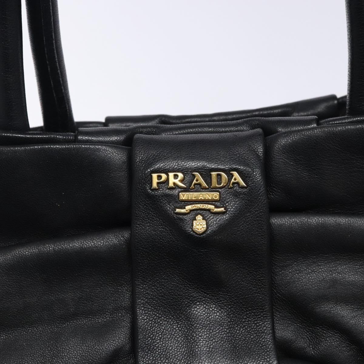 Prada Bow Tote Leather, BLACK, LEATHER, Handbag