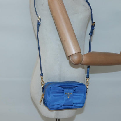 Prada Bow Camera Crossbody Bag Tessuto, BLUE, NYLON, Shoulder bag