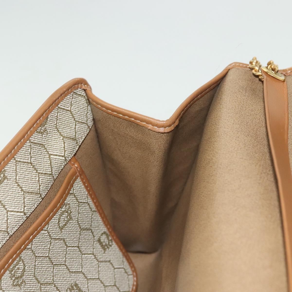 Christian Dior Vintage Honeycomb chain Canvas, BEIGE, CANVAS, Handbag