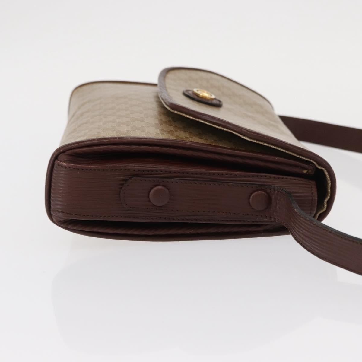 Celine Vintage Macadam Shoulder Bag Canvas and Leather, BEIGE, CANVAS, Shoulder bag