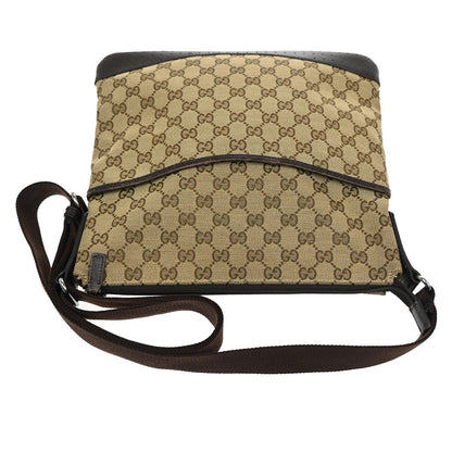 Gucci Zip Messenger Bag GG Canvas with Perforated Leather, BROWN, CANVAS, Shoulder bag