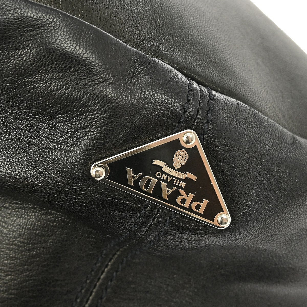 Prada Vintage Handbag Leather, BLACK, LEATHER, Handbag