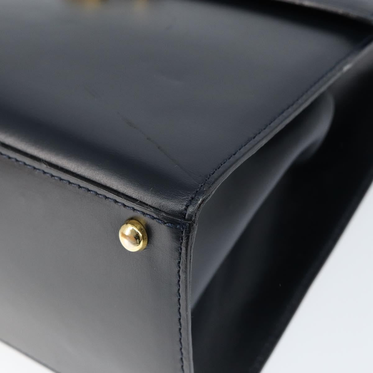 Celine Circle Logo Handbag Leather, NAVY, LEATHER, Handbag