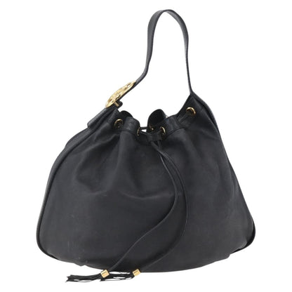 Gucci Interlocking Icon Drawstring Hobo Leather, BLACK, LEATHER, Shoulder bag