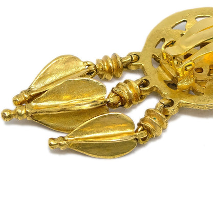 Chanel Vintage CC Round Drop Clip-On Earrings Metal, GOLD, GOLD_PLATED, Earrings