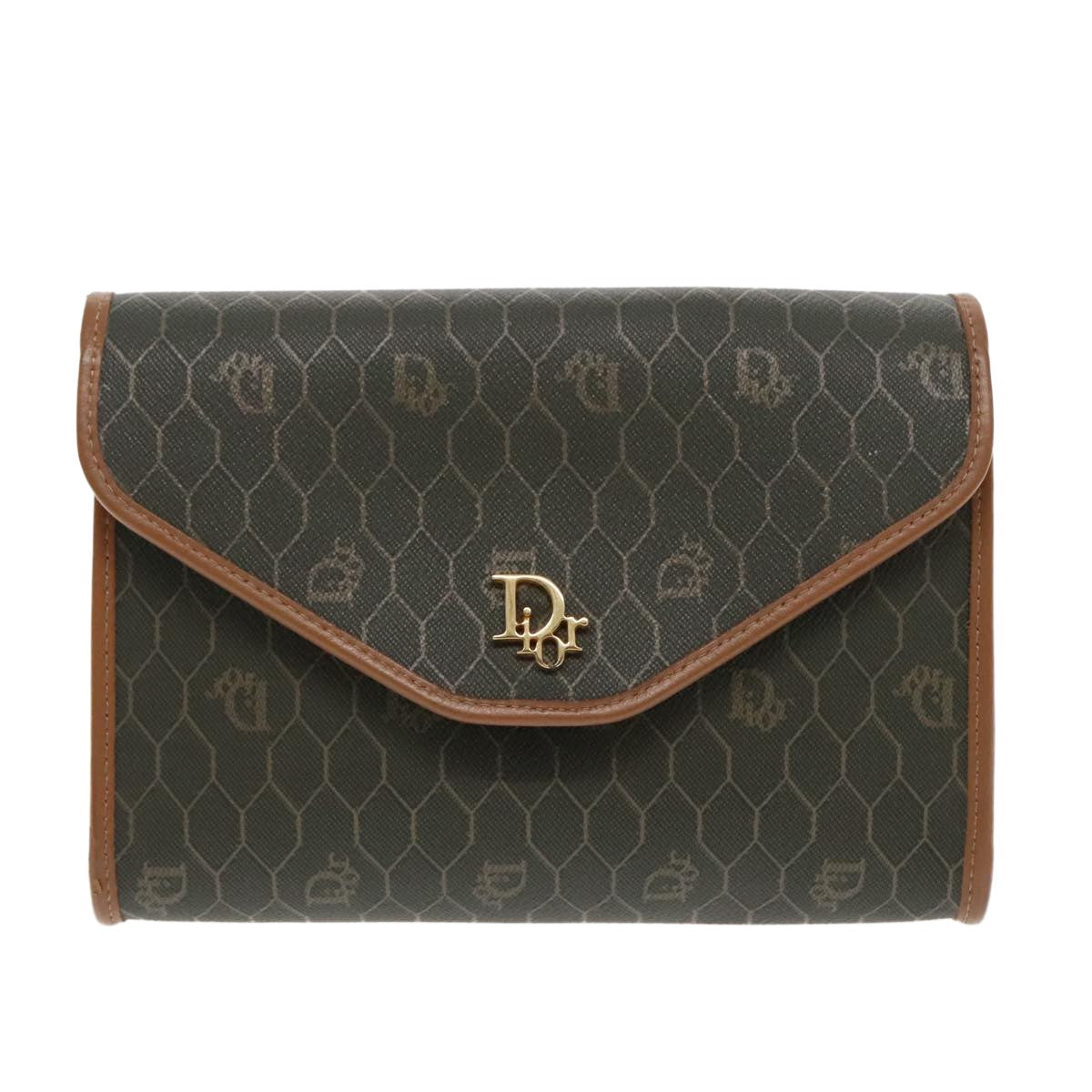 Christian Dior Vintage Honeycomb chain Canvas, KHAKI, CANVAS, Shoulder bag