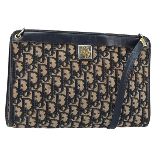 Christian Dior Vintage Trotter Shoulder Bag Canvas, NAVY, CANVAS, Shoulder bag