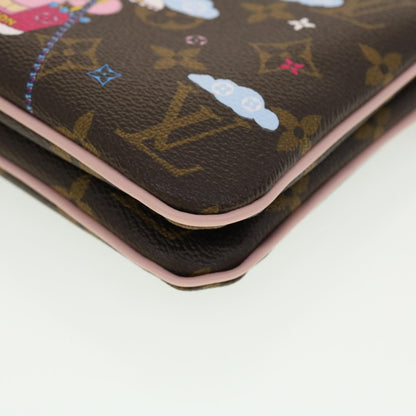 Louis Vuitton Double Zip Pochette Limited Edition Vivienne Xmas Monogram Canvas, BROWN, CANVAS, Clutche & pouche