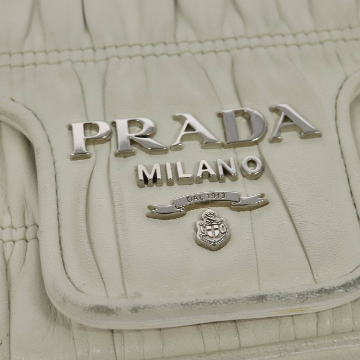 Prada Chain Flap Shoulder Bag Nappa Gaufre, WHITE, LEATHER, Shoulder bag