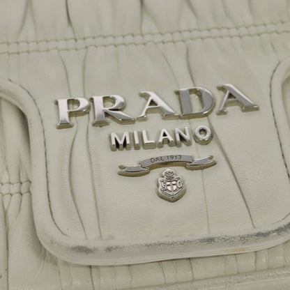 Prada Chain Flap Shoulder Bag Nappa Gaufre, WHITE, LEATHER, Shoulder bag
