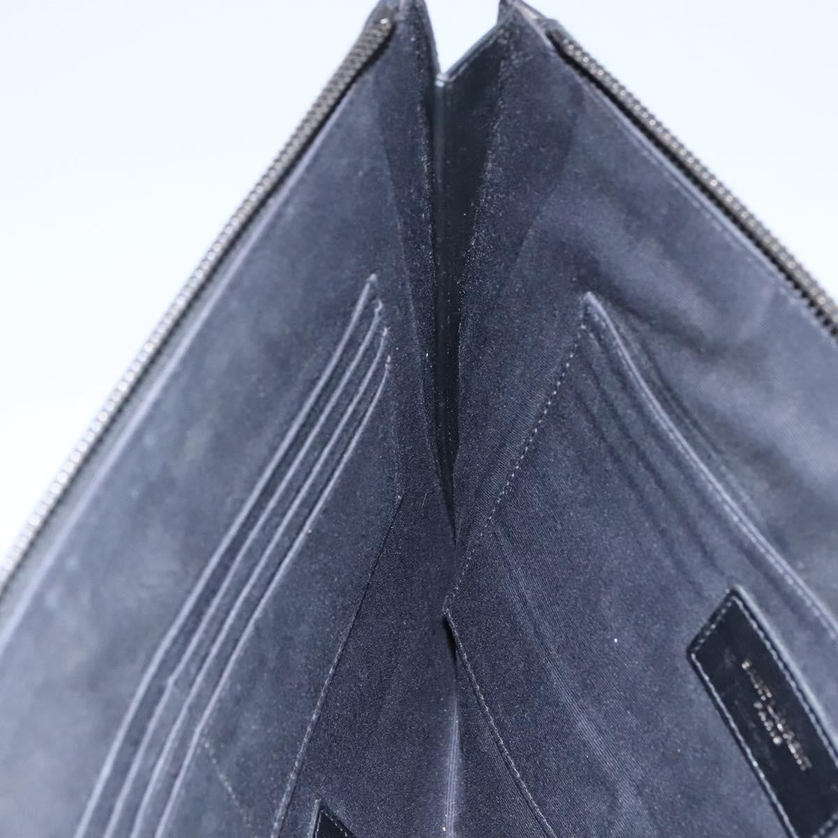 Saint Laurent Zip Pocket Pouch Leather, BLACK, LEATHER, Clutche & pouche