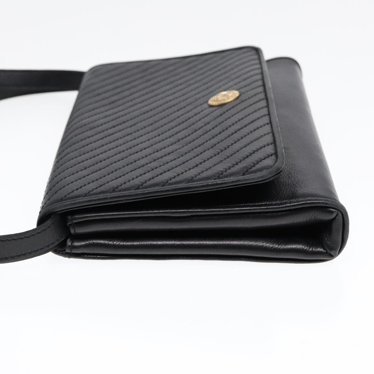 Celine Vintage Flap Shoulder Bag Leather, BLACK, LEATHER, Shoulder bag