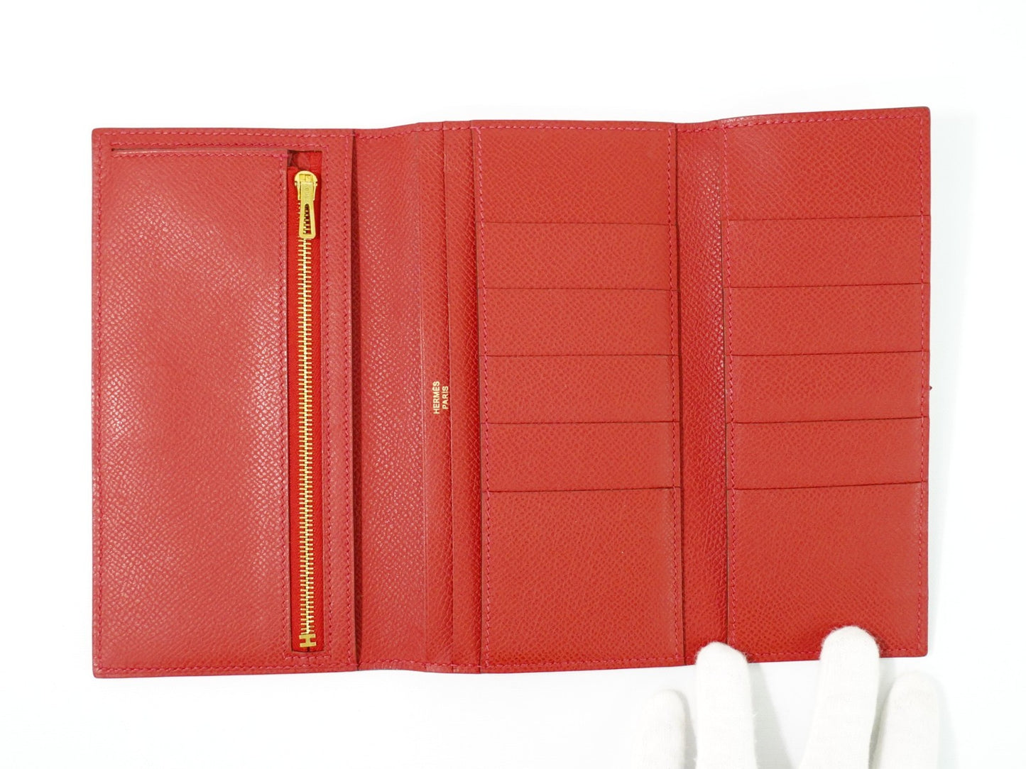 Hermes Bearn Wallet Epsom, RED, LEATHER, Wallets