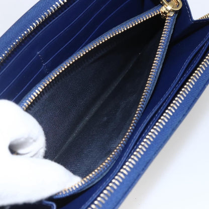 Prada Zip Around Organizer Wallet Saffiano Leather with Applique, BLUE, LEATHER, Wallets