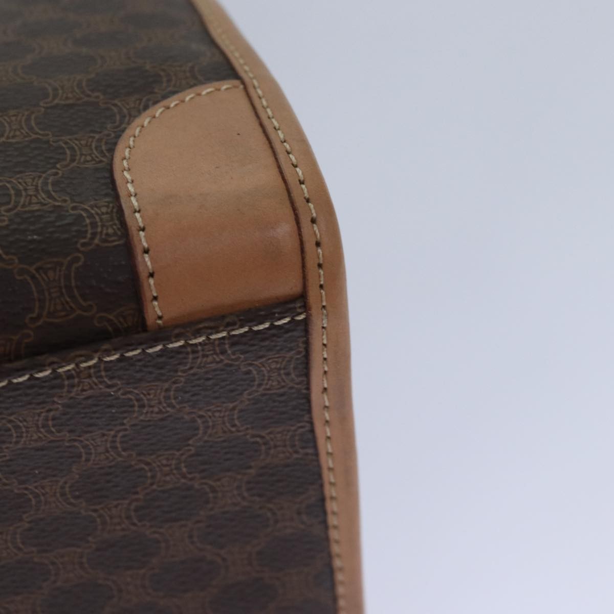 Celine Vintage Macadam Handbag Canvas and Leather, Brown, Canvas, Handbag