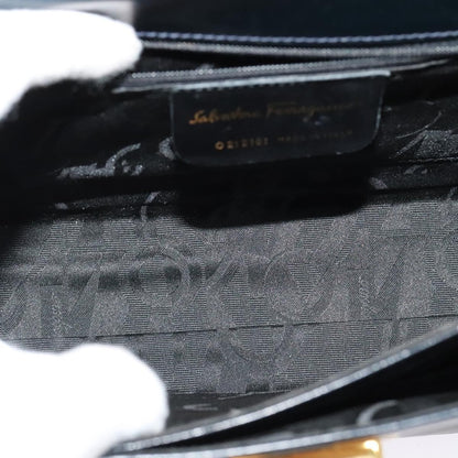 Salvatore Ferragamo Gancini Convertible Top Handle Bag Leather, BLACK, LEATHER, Handbag