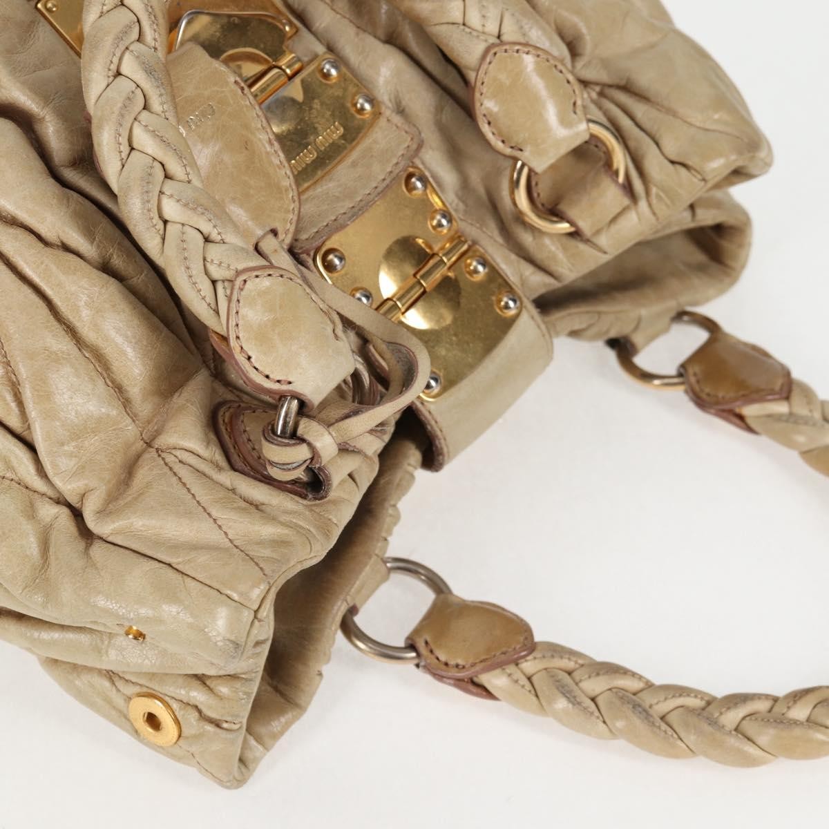 Miu Miu Coffer Convertible Satchel Leather, BEIGE, LEATHER, Handbag