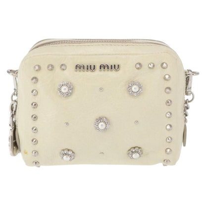 Miu Miu Chain Crossbody Bag Leather, ECRU, LEATHER, Shoulder bag