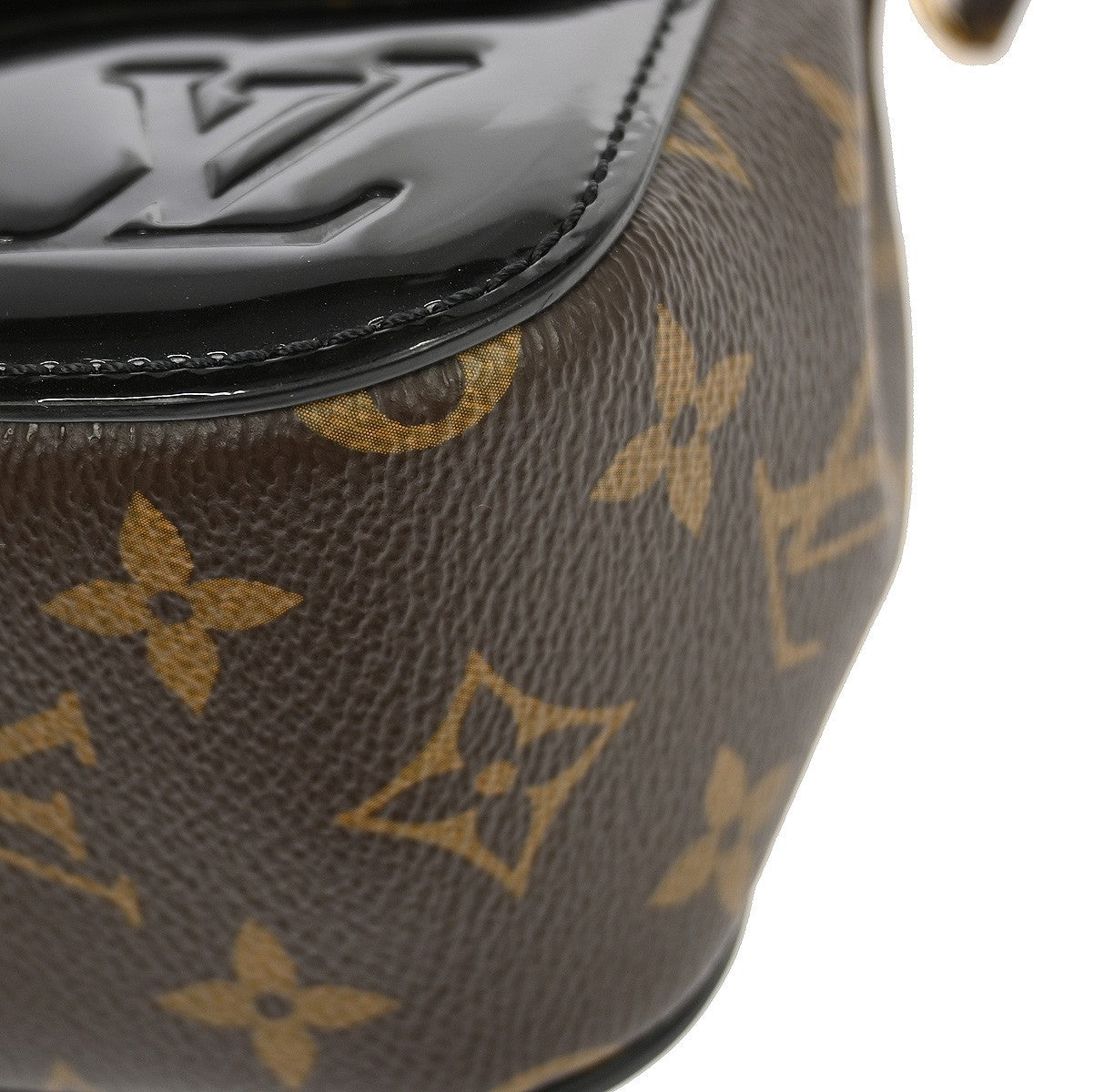 Louis Vuitton Cherrywood Handbag Vernis with Monogram Canvas, BLACK, PATENT_LEATHER, Handbag