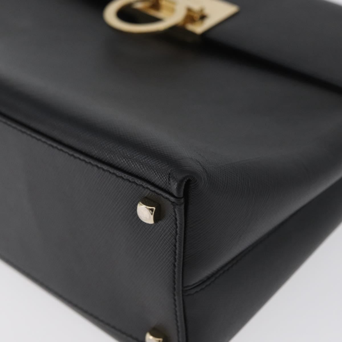 Salvatore Ferragamo Gancini handbag Leather, BLACK, LEATHER, Handbag