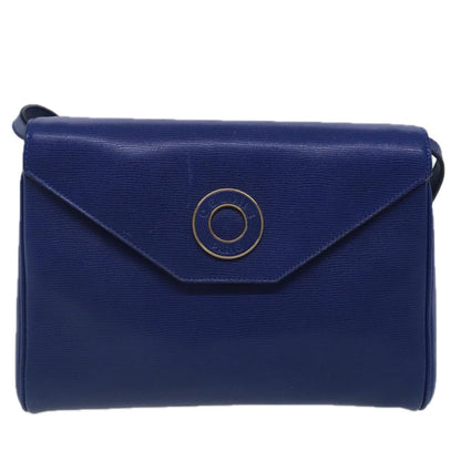 Celine Vintage Circle Logo Crossbody Bag Leather, BLUE, LEATHER, Crossbody bag