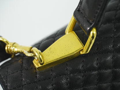 Bally Vintage Handbag Quilted Leather, BLACK, LEATHER, Handbag