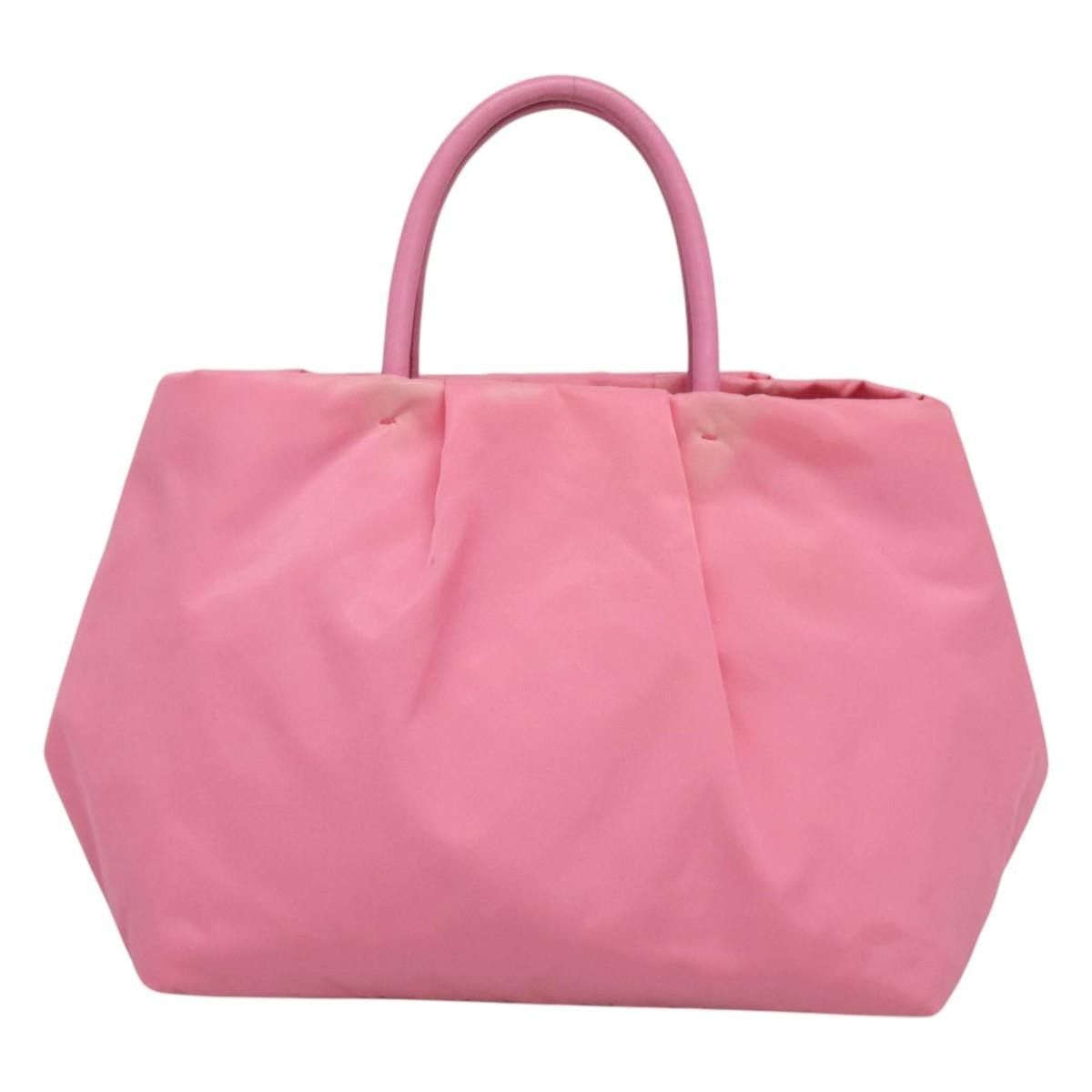 Prada Bow Tote Tessuto with Leather, PINK, NYLON, Tote bag