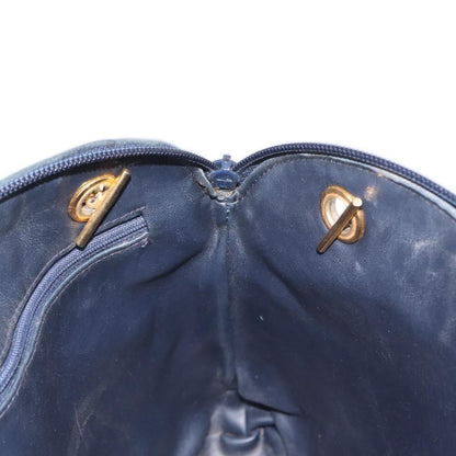 Bally Vintage Chain Shoulder Bag Quilted Leather, NAVY, LEATHER, Shoulder bag