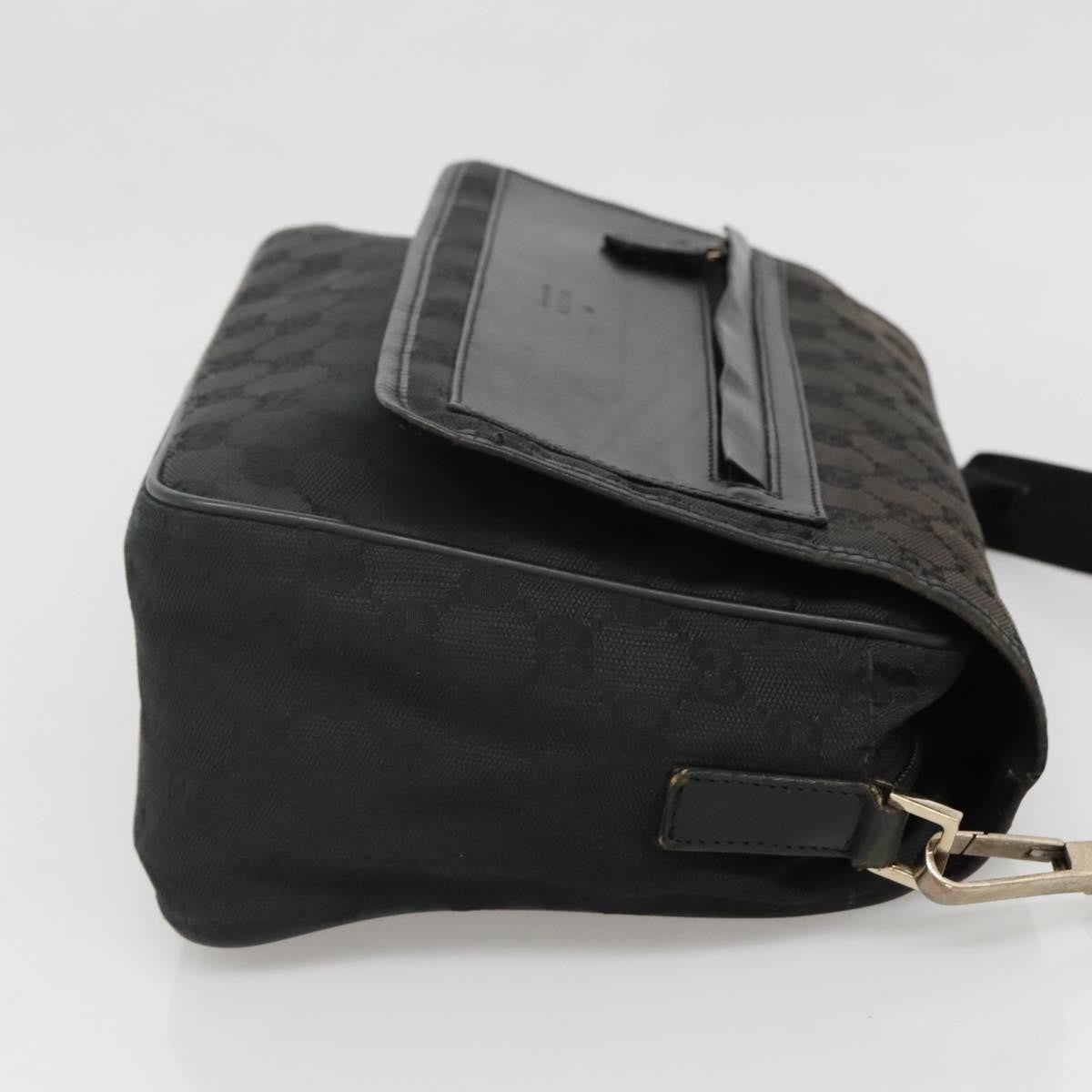 Gucci Flap Messenger Bag GG Coated Canvas, BLACK, CANVAS, Shoulder bag