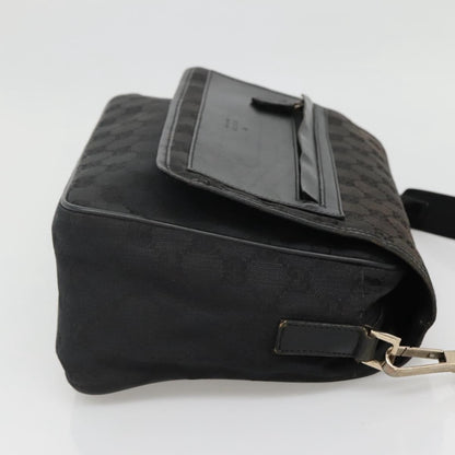 Gucci Flap Messenger Bag GG Coated Canvas, BLACK, CANVAS, Shoulder bag