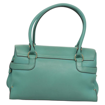 Salvatore Ferragamo Virna Satchel Leather, TURQUOISE, LEATHER, Handbag