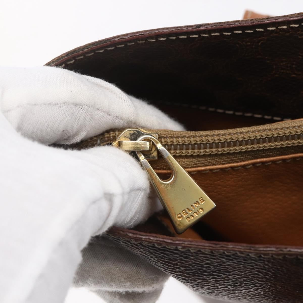 Celine Vintage Macadam Tote bag Canvas and Leather, BROWN, PVC, Tote bag