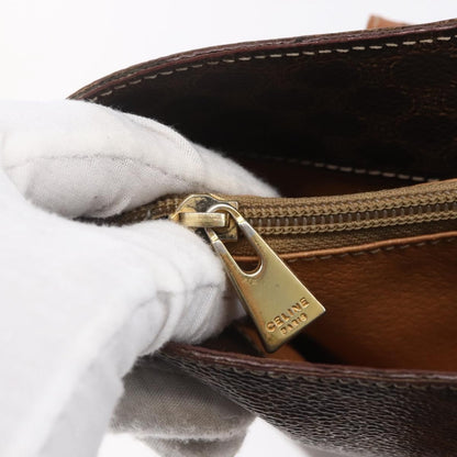 Celine Vintage Macadam Tote bag Canvas and Leather, BROWN, PVC, Tote bag