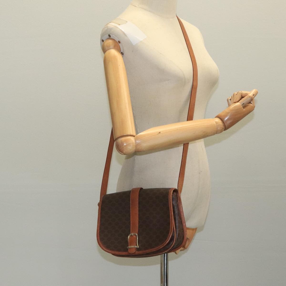 Celine Macadam Shoulder Bag PVC Leather, BROWN, CANVAS, Shoulder bag