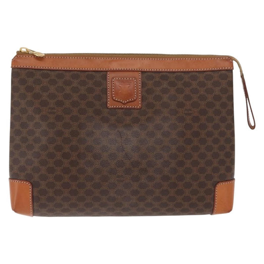 Celine Macadam Pochette Canvas and Leather, BEIGE, CANVAS, Clutche & pouche