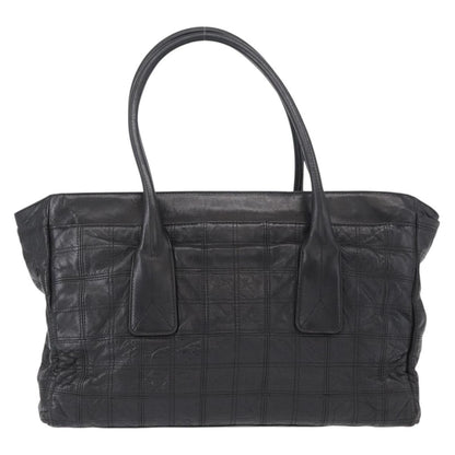 Chanel Lax Shopping Tote Square Quilted Leather, BLACK, LEATHER, Tote bag