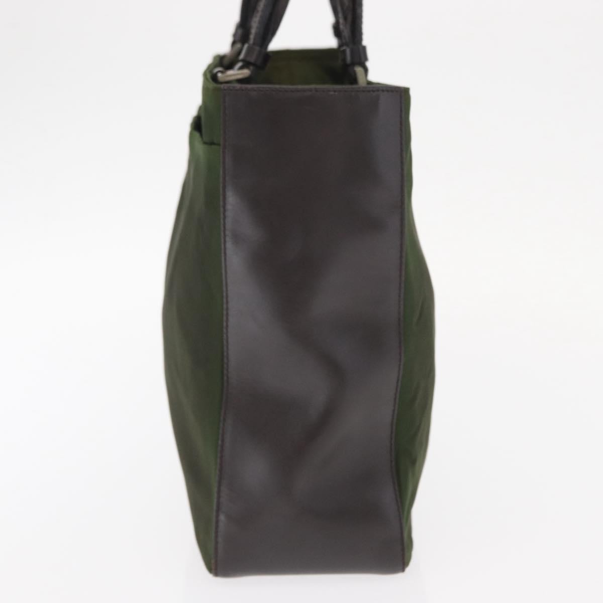 Prada Logo Shopping Tote Canvas with Leather, KHAKI, NYLON, Handbag