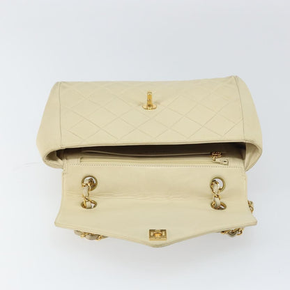 Chanel Vintage Envelope Flap Bag Quilted Lambskin, BEIGE, LEATHER, Shoulder bag