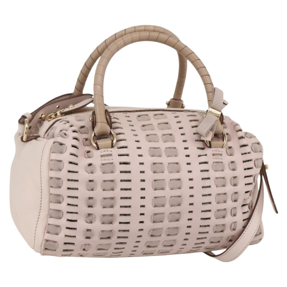 Salvatore Ferragamo Vala Handbag Leather, PINK, LEATHER, Handbag