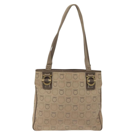 Salvatore Ferragamo Gancini Tote Gancini Canvas, BEIGE, CANVAS, Tote bag