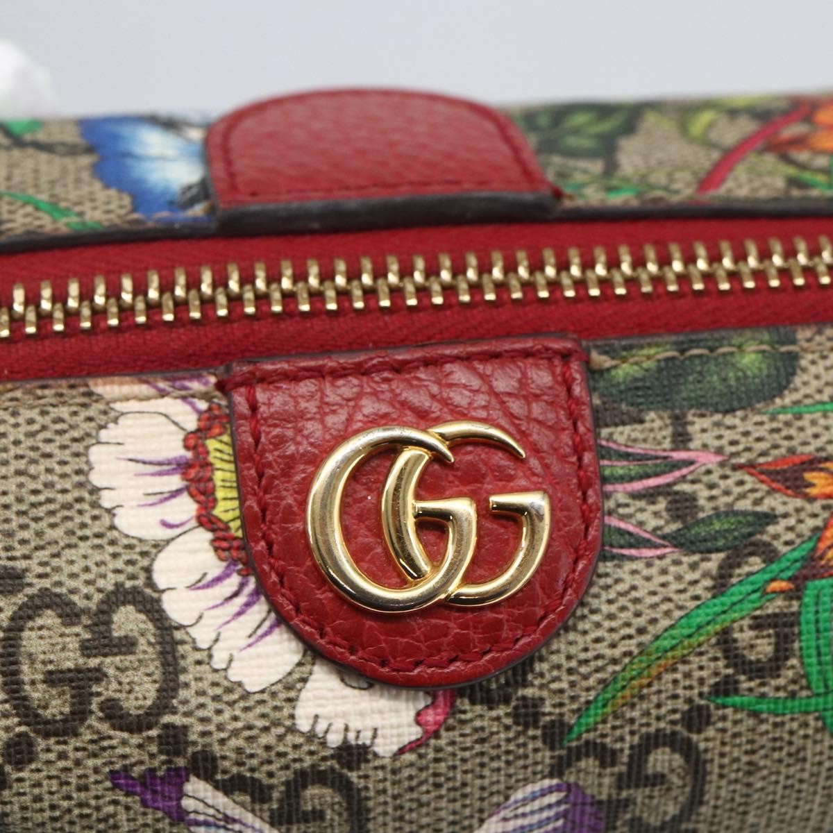 Gucci Ophidia Cosmetic Pouch Flora GG Coated Canvas, BEIGE, PVC, Clutche & pouche