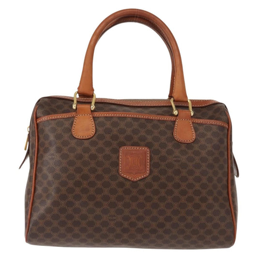 Celine Vintage Macadam Handbag Canvas and Leather, BROWN, CANVAS, Handbag