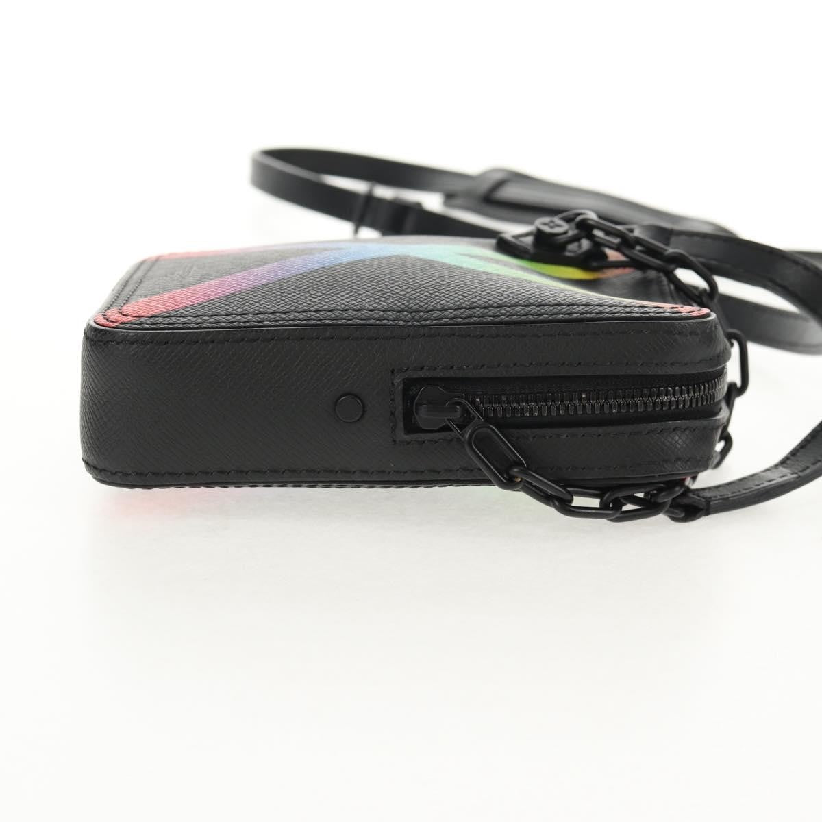 Louis Vuitton Danube Messenger Bag Rainbow Taiga Leather, BLACK, LEATHER, Crossbody bag