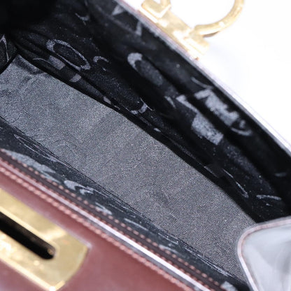 Salvatore Ferragamo Gancini Convertible Top Handle Bag Leather, BROWN, LEATHER, Handbag