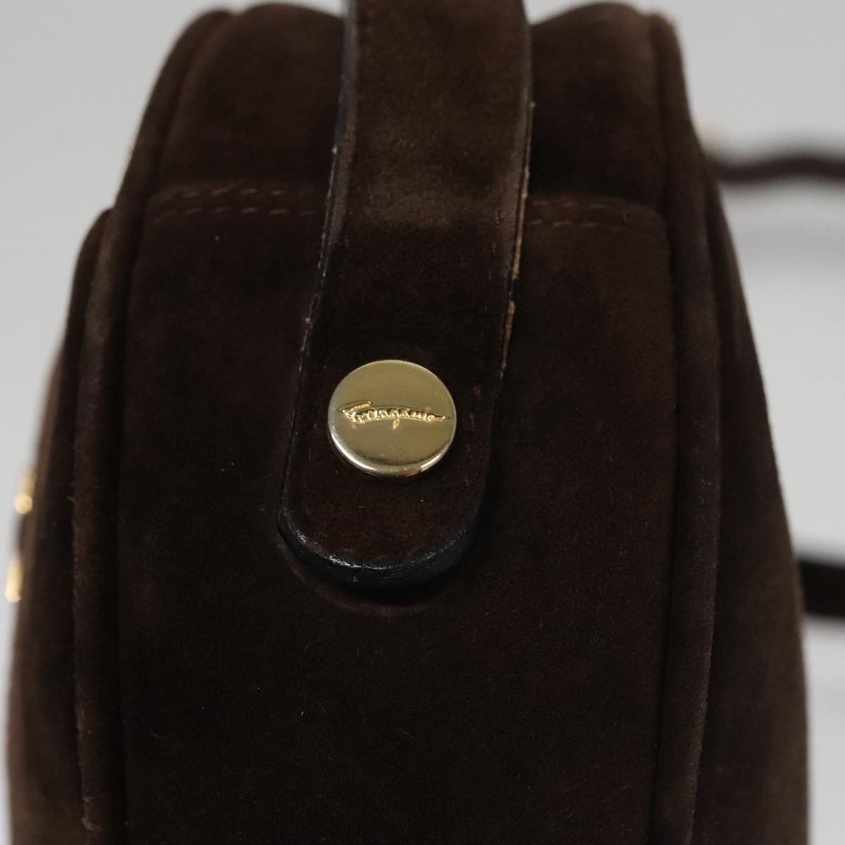 Salvatore Ferragamo Gancini Shoulder Bag Suede, Brown, Suede, Shoulder Bag