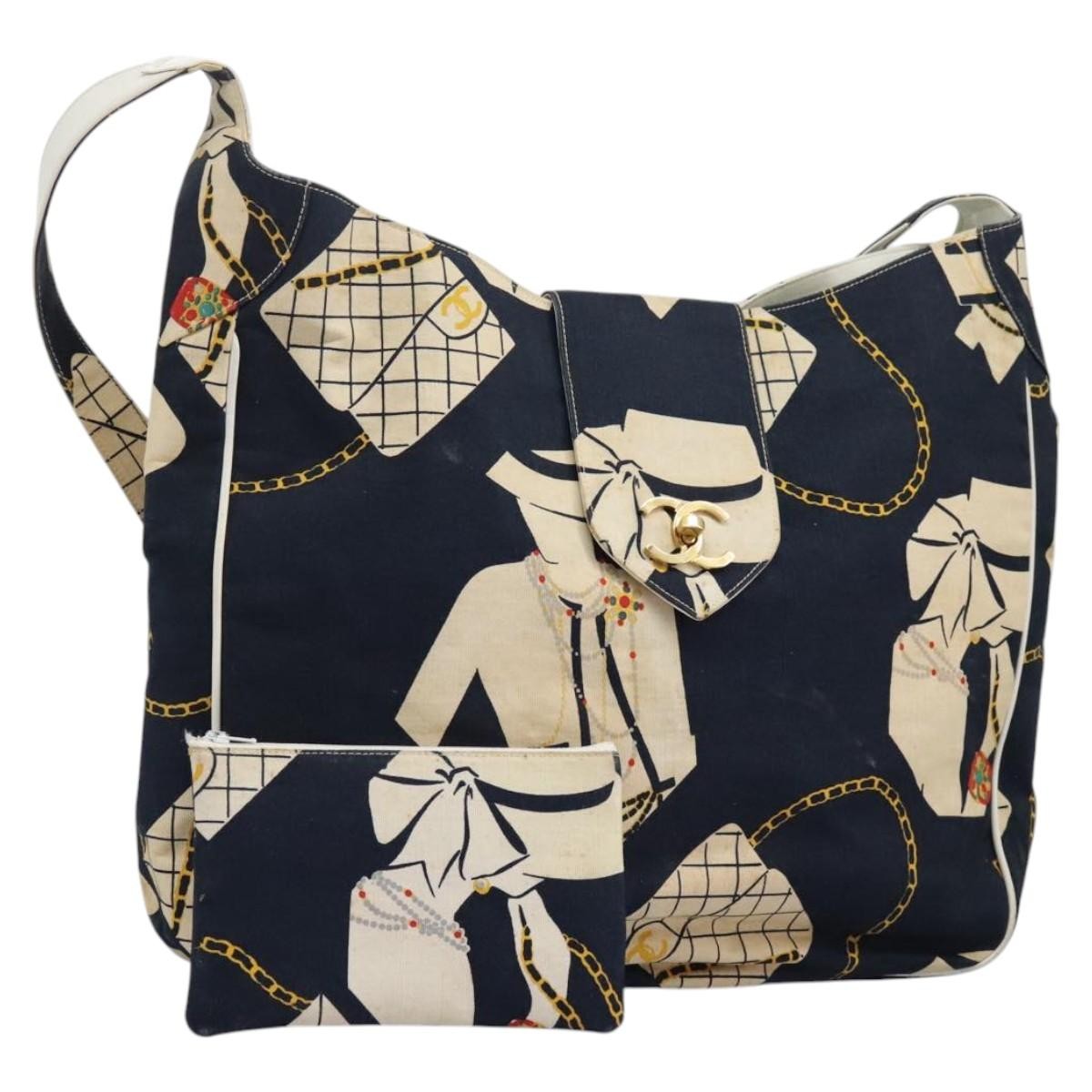 Chanel Miss Mademoiselle Shoulderbag Canvas, NAVY, CANVAS, Shoulder bag