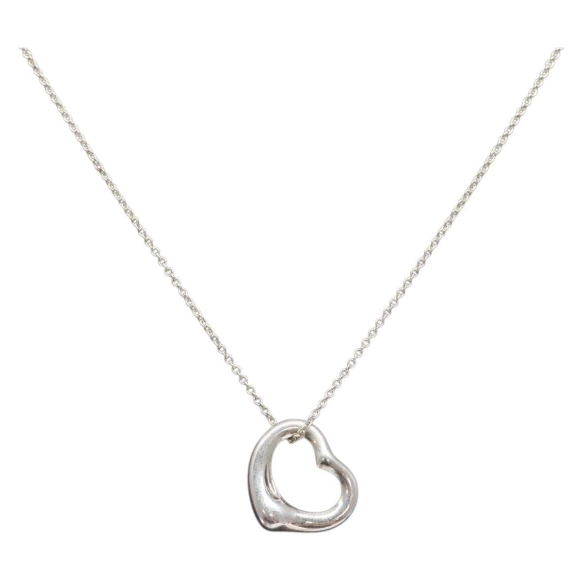 Tiffany & Co. Elsa Peretti Open Heart Pendant Necklace Sterling Silver, SILVER, SILVER, Necklace