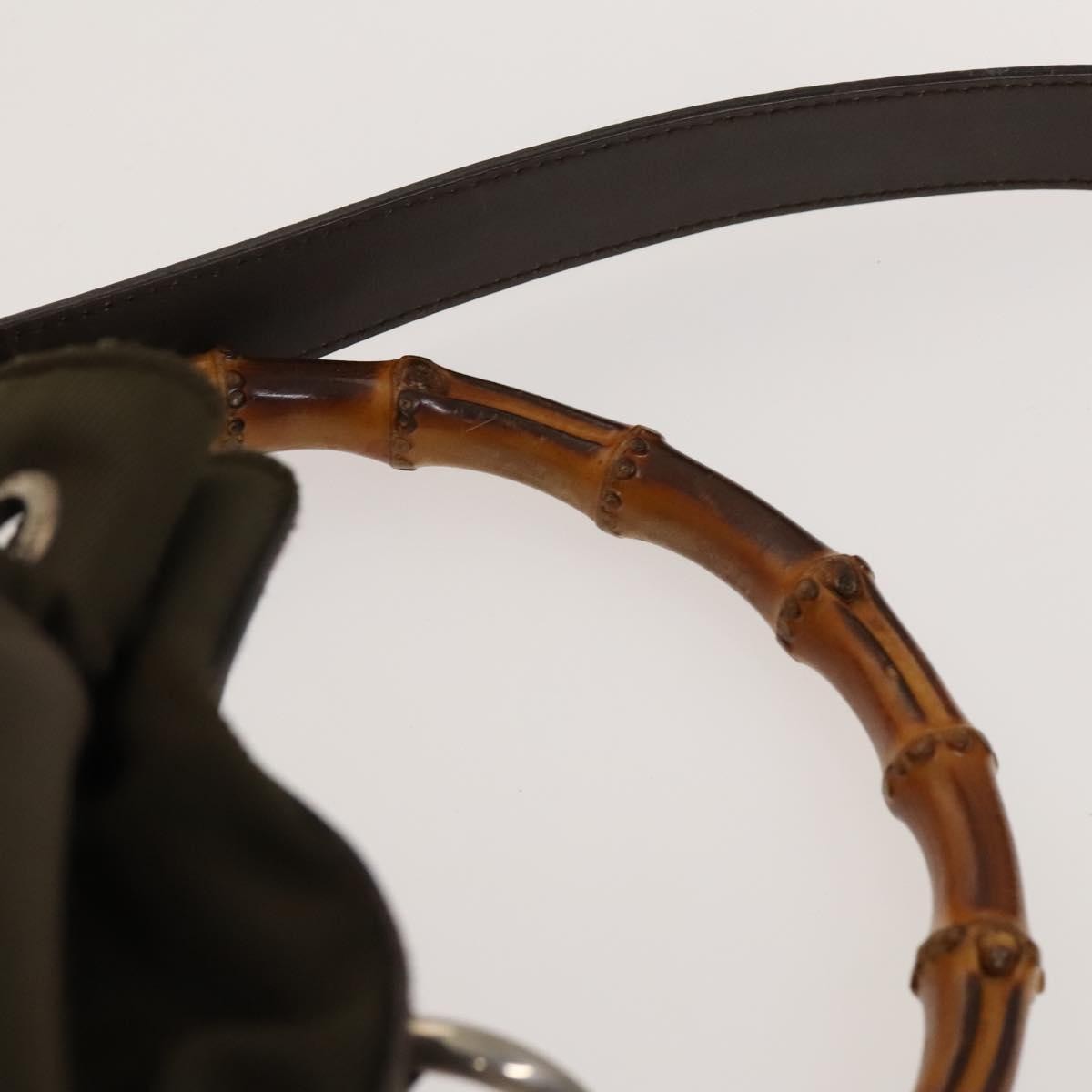 Gucci Vintage Bamboo Bucket Bag Nylon and Leather, BROWN, NYLON, Handbag