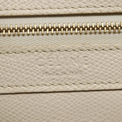 Celine Vertical Cabas Tote Leather, WHITE, LEATHER, Tote bag