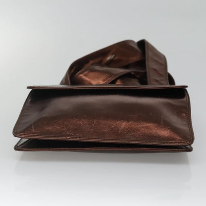 Chanel Vintage Logo Flap Messenger Bag Leather, BROWN, LEATHER, Shoulder bag